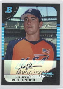 2005 Bowman Draft Picks & Prospects - Chrome - Refractor #BDP129 - Justin Verlander