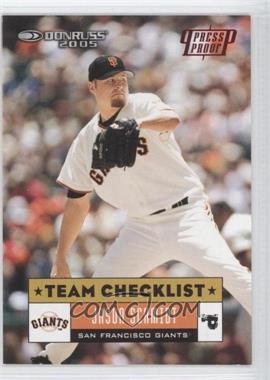 2005 Donruss - [Base] - Red Press Proof #395 - Team Checklist - Jason Schmidt /200