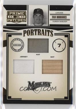 2005 Donruss Prime Patches - Portraits - Triple Swatch Prime #P-35 - Ivan Rodriguez /105