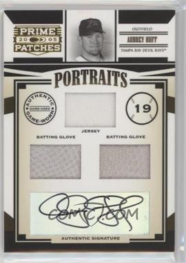 2005 Donruss Prime Patches - Portraits - Triple Swatch Signatures #P-79 - Aubrey Huff /60