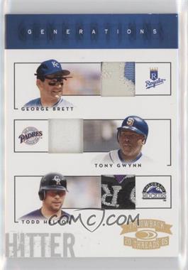 2005 Donruss Throwback Threads - Generations - Materials Prime #G-4 - George Brett, Tony Gwynn, Todd Helton /10