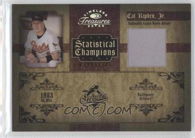 2005 Donruss Timeless Treasures - Statistical Champions - Year Materials #SC-8 - Cal Ripken Jr. /100