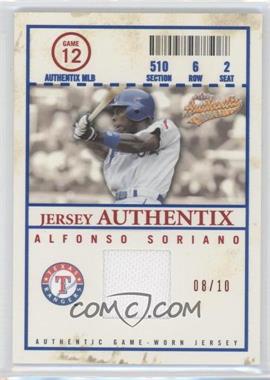 2005 Fleer Authentix - Jersey Authentix - Standing Room Only #JA-AS - Alfonso Soriano /10