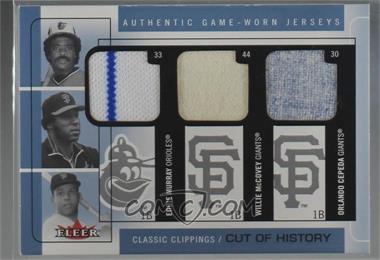 2005 Fleer Classic Clippings - Cuts of History Triple - Blue Materials #CH-EM/WM/OC - Eddie Murray, Willie McCovey, Orlando Cepeda [Noted]