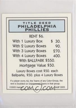 2005 Hasbro MLB Monopoly Deed Cards - [Base] #_PHPH - Philadelphia Phillies