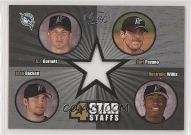 2005 Leaf - 4 Star Staffs - Die-Cut #FSS2 - A.J. Burnett, Carl Pavano, Josh Beckett, Dontrelle Willis /250