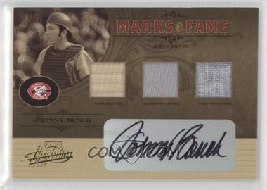 2005 Playoff Absolute Memorabilia - Marks of Fame - Triple Materials Signatures #MF-35 - Johnny Bench /10