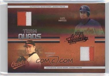 2005 Playoff Absolute Memorabilia - Team Quads - Spectrum Single Materials #TQ-26 - Luis Matos, Rodrigo Lopez, Brooks Robinson, Erik Bedard /100