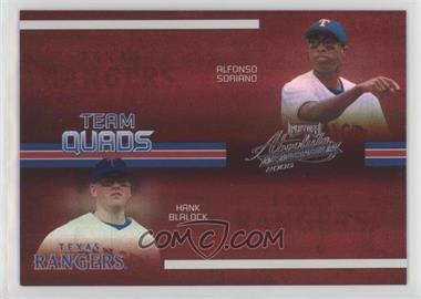 2005 Playoff Absolute Memorabilia - Team Quads - Spectrum #TQ-71 - Alfonso Soriano, Hank Blalock, Mark Teixeira, Michael Young /100