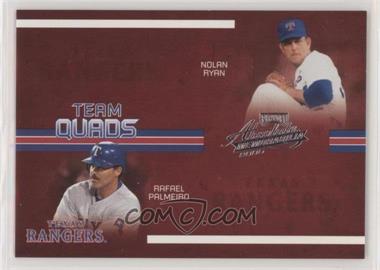 2005 Playoff Absolute Memorabilia - Team Quads #TQ-15 - Nolan Ryan, Rafael Palmeiro, Juan Gonzalez, Ivan Rodriguez /150