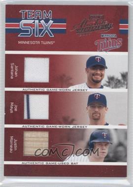 2005 Playoff Absolute Memorabilia - Team Six - Materials #TS-41 - Johan Santana, Justin Morneau, Torii Hunter, Shannon Stewart, Michael Cuddyer, Joe Mays /150