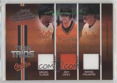 2005 Playoff Absolute Memorabilia - Team Trios - Spectrum Black Single Materials Prime #TT-3 - Miguel Tejada, Javy Lopez, Rafael Palmeiro /10