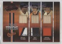 Miguel Tejada, Javy Lopez, Rafael Palmeiro #/5