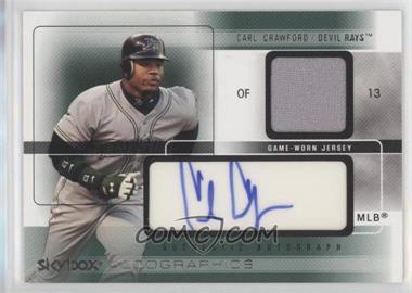 2005 Skybox Autographics - Autographics - Silver Embossed Jersey #AGJ-CC - Carl Crawford /75