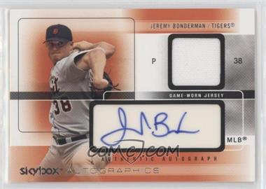 2005 Skybox Autographics - Autographics - Silver Embossed Jersey #AGJ-JB - Jeremy Bonderman /75