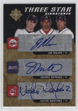 2005 Ultimate Collection - Three Star Signatures #MEM - Joe Mauer, Johnny Estrada, Victor Martinez /20