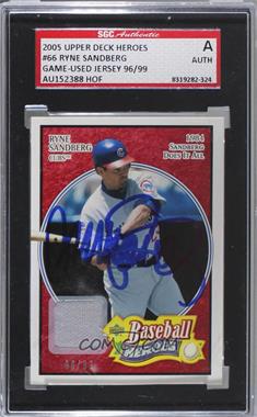 2005 Upper Deck Baseball Heroes - [Base] - Red Memorabilia #66 - Ryne Sandberg /99 [SGC Authentic Authentic]