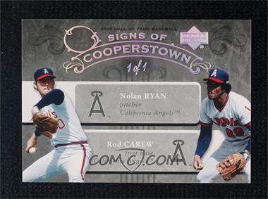 2005 Upper Deck Hall of Fame - Signs of Cooperstown Dual - Rainbow #FB.2 - Nolan Ryan, Rod Carew /1