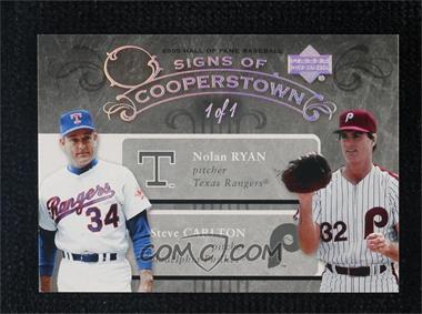 2005 Upper Deck Hall of Fame - Signs of Cooperstown Dual - Rainbow #NS - Nolan Ryan, Steve Carlton /1