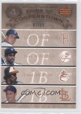 2005 Upper Deck Hall of Fame - Signs of Cooperstown Quad #YWMM - Carl Yastrzemski, Dave Winfield, Eddie Murray, Stan Musial /50