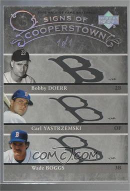 2005 Upper Deck Hall of Fame - Signs of Cooperstown Triple - Rainbow #DYB - Carl Yastrzemski, Bobby Doerr, Wade Boggs /1 [Noted]