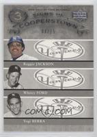 Reggie Jackson, Whitey Ford, Yogi Berra #/15