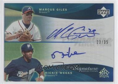 2005 Upper Deck Reflections - Dual Signature Reflections - Blue #MGRW - Rickie Weeks, Marcus Giles /35