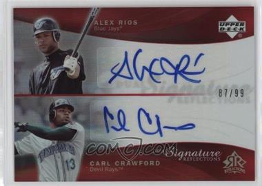 2005 Upper Deck Reflections - Dual Signature Reflections - Red #ARCC - Alexis Rios, Carl Crawford /99