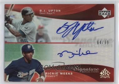 2005 Upper Deck Reflections - Dual Signature Reflections - Red #BURW - B.J. Upton, Rickie Weeks /99