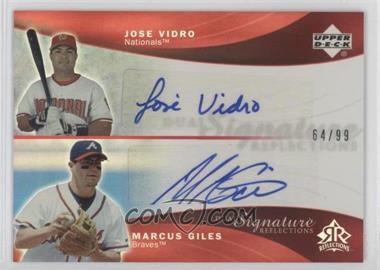2005 Upper Deck Reflections - Dual Signature Reflections - Red #JVMG - Jose Vidro, Marcus Giles /99