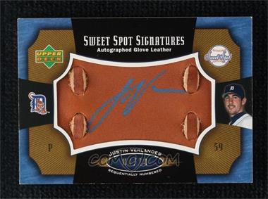 2005 Upper Deck Sweet Spot - Sweet Spot Signatures - Fielding Glove Blue Ink #SS-JV - Justin Verlander /10