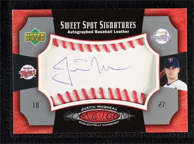 2005 Upper Deck Sweet Spot - Sweet Spot Signatures - Red Stitched Blue Ink #SS-MO - Justin Morneau /135