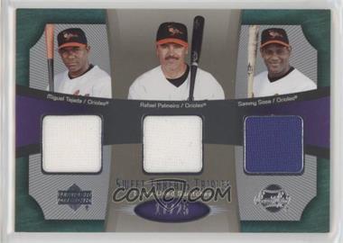 2005 Upper Deck Sweet Spot - Sweet Thread Triples #STT-TPS - Miguel Tejada, Rafael Palmeiro, Sammy Sosa /25