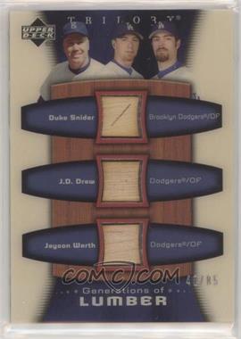 2005 Upper Deck Trilogy - Generations of - Lumber #GEN-SDW - Duke Snider, J.D. Drew, Jayson Werth /85