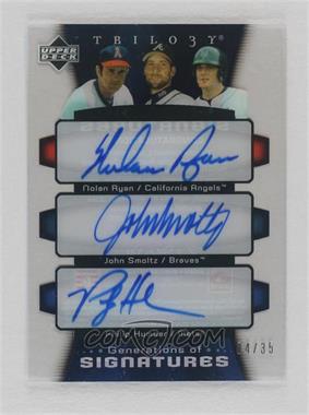 2005 Upper Deck Trilogy - Generations of - Signatures #GENS-RSH - Nolan Ryan, John Smoltz, Philip Humber /35