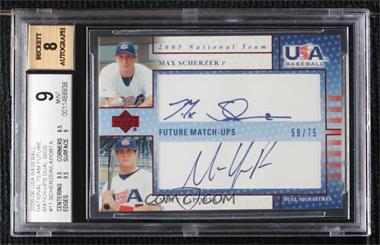 2005 Upper Deck USA Baseball - Future Match-Ups Dual Autographs - Blue Ink #MSML - Max Scherzer, Matt LaPorta /75 [BGS 9 MINT]
