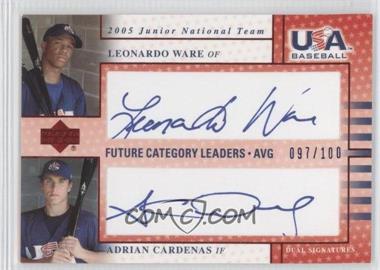 2005 Upper Deck USA Baseball - Junior National Team Dual Autographs - Blue Ink #FCL1 - Adrian Cardenas, Leonardo Ware /100