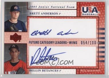 2005 Upper Deck USA Baseball - Junior National Team Dual Autographs - Blue Ink #FCL6 - Dellin Betances, Brett Anderson /100