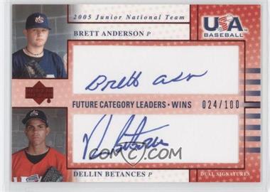 2005 Upper Deck USA Baseball - Junior National Team Dual Autographs - Blue Ink #FCL6 - Dellin Betances, Brett Anderson /100