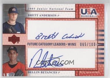 2005 Upper Deck USA Baseball - Junior National Team Dual Autographs - Blue Ink #FCL6 - Dellin Betances, Brett Anderson /100