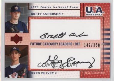 2005 Upper Deck USA Baseball - Junior National Team Future Category Leaders - Black Ink #FCL13 - Brett Anderson, Greg Peavey /250