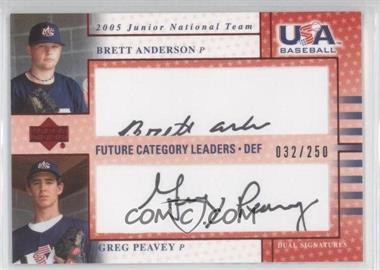 2005 Upper Deck USA Baseball - Junior National Team Future Category Leaders - Black Ink #FCL13 - Brett Anderson, Greg Peavey /250