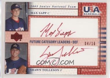 2005 Upper Deck USA Baseball - Junior National Team Future Category Leaders - Red Ink #FCL12 - Max Sapp, Shawn Tolleson /16