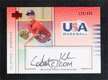 2005 Upper Deck USA Baseball - Junior National Team Signatures - Black Ink #CK - Clayton Kershaw /495