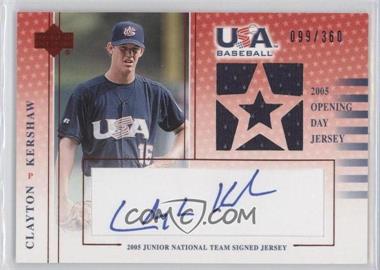 2005 Upper Deck USA Baseball - Junior National Team Signed Jersey #CK-GU - Clayton Kershaw /360