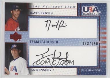 2005 Upper Deck USA Baseball - Team Leaders Dual Autographs - Black Ink #_DPIK - David Price, Ian Kennedy /250