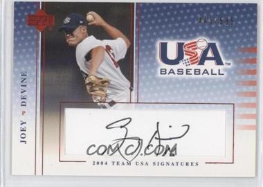 2005 Upper Deck USA Baseball - Team USA Signatures - Black Ink #S-31 - Joey Devine /595