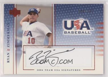 2005 Upper Deck USA Baseball - Team USA Signatures - Black Ink #S-37 - Ryan Zimmerman /595
