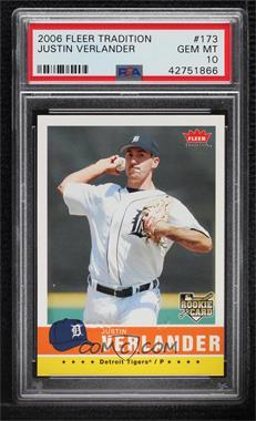 2006 Fleer Tradition - [Base] #173 - Justin Verlander [PSA 10 GEM MT]