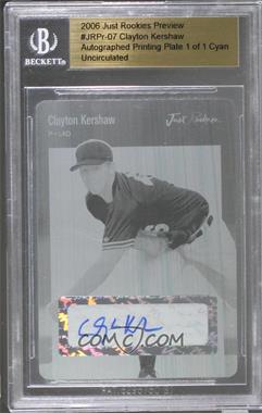 2006 Just Minors - Just Rookies Preview 2006 - Printing Plate Cyan Autographs #JRPR-07 - Clayton Kershaw /1 [Uncirculated]